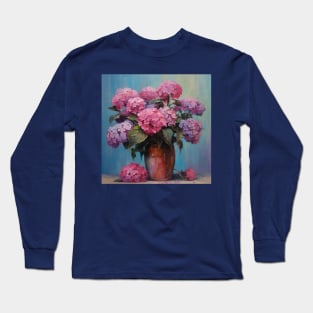 Bouquet of Hydrangeas in a Vase Long Sleeve T-Shirt